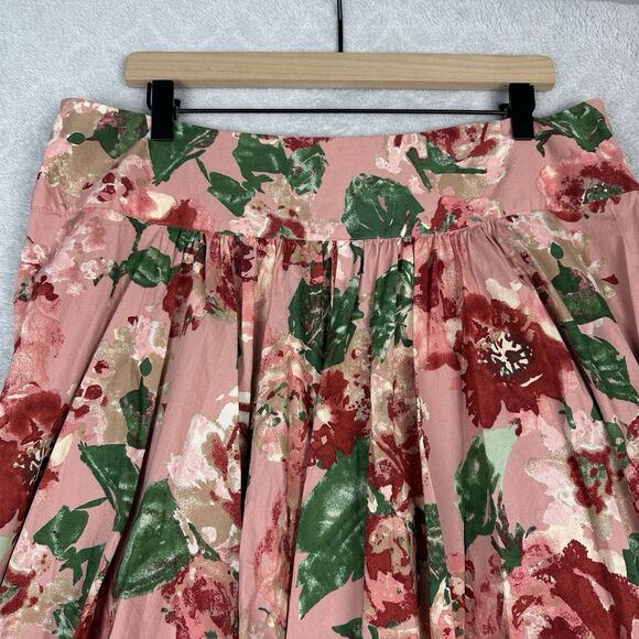 Talbots Pleated Skirt 16 Floral Rose Pink High Waist Cottagecore Boho Twee Retro - Picture 3 of 12